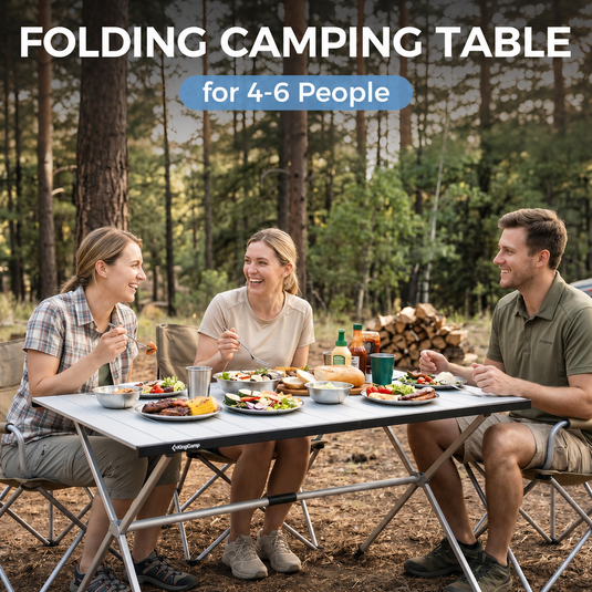 KingCamp AluVenture Aluminum Camping Table, Heavy Duty Roll Top Folding Camp Table with Adjustable Feet & Carry Bag