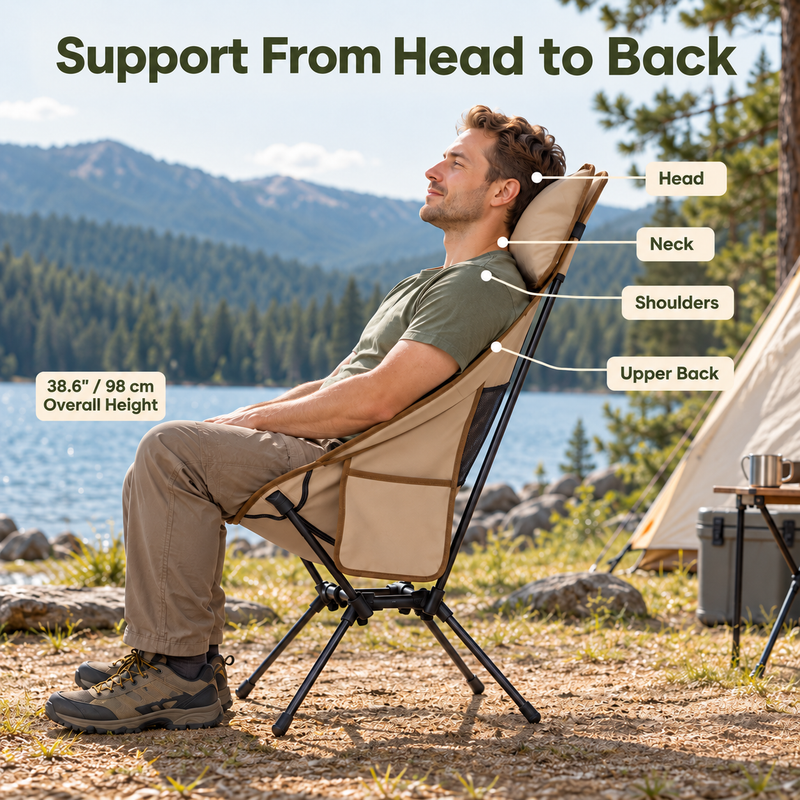 Load image into Gallery viewer, KingCamp BALSA C10 High Back Camping Chair, Lightweight Aluminum Folding Chair with Breathable Mesh, Pillow &amp; Carry Bag
