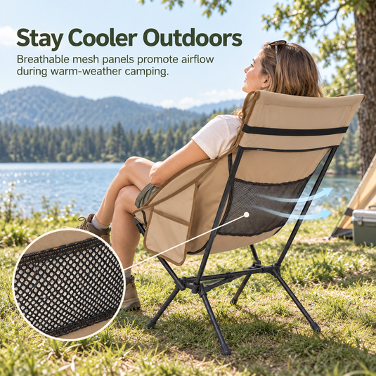 KingCamp BALSA C10 High Back Camping Chair, Lightweight Aluminum Folding Chair with Breathable Mesh, Pillow & Carry Bag