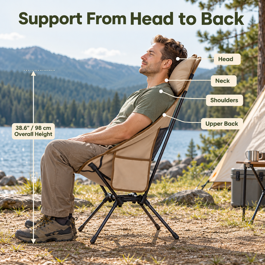 KingCamp BALSA C10 High Back Camping Chair, Lightweight Aluminum Folding Chair with Breathable Mesh, Pillow & Carry Bag