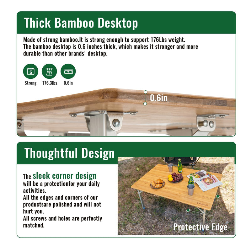 Load image into Gallery viewer, KingCamp BAMBOO 4-Folding Bamboo Table L
