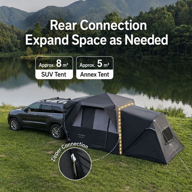Load image into Gallery viewer, KingCamp BOUNDLESS X3 PRO Bedroom | Expandable Sleeping Attachment for SUV Tent, 3-4 Person Waterproof Shelter with Stand-Up Height, Connects via Zipper

