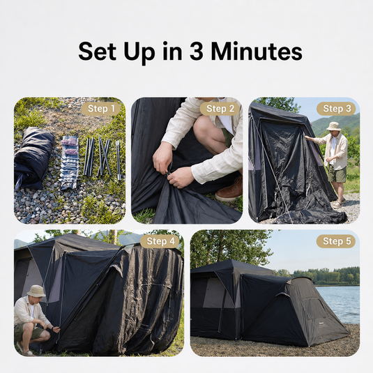 KingCamp BOUNDLESS X3 PRO Bedroom | Expandable Sleeping Attachment for SUV Tent, 3-4 Person Waterproof Shelter with Stand-Up Height, Connects via Zipper