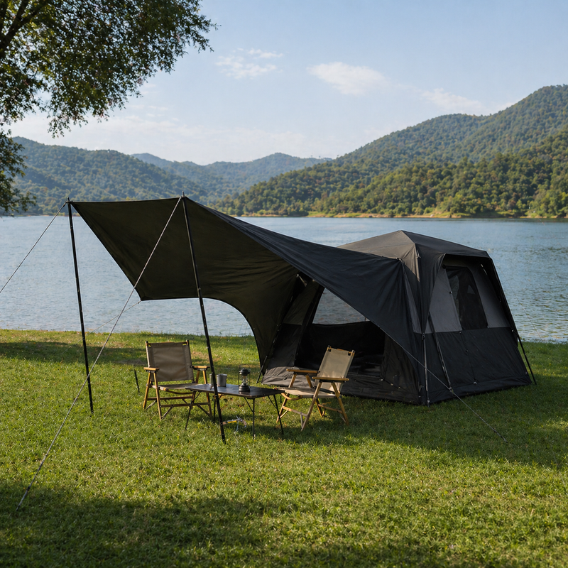 Load image into Gallery viewer, KingCamp BOUNDLESS X3 PRO Tarp | Expandable UPF50+ Canopy for SUV Tent, 15+ sq ft Waterproof Sun Shelter, Standalone or Connects to BOUNDLESS X3 PRO Camping Tent for Tailgate &amp; Overlanding
