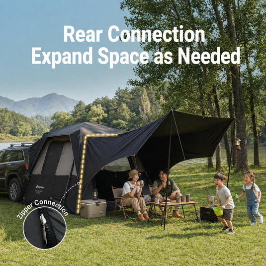 KingCamp BOUNDLESS X3 PRO Tarp | Expandable UPF50+ Canopy for SUV Tent, 15+ sq ft Waterproof Sun Shelter, Standalone or Connects to BOUNDLESS X3 PRO Camping Tent for Tailgate & Overlanding