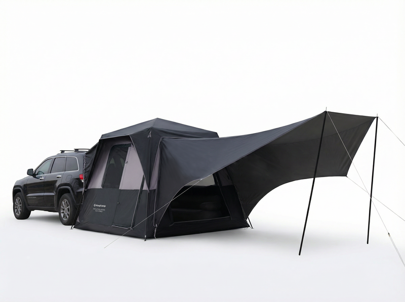 Load image into Gallery viewer, KingCamp BOUNDLESS X3 PRO Tarp | Expandable UPF50+ Canopy for SUV Tent, 15+ sq ft Waterproof Sun Shelter, Standalone or Connects to BOUNDLESS X3 PRO Camping Tent for Tailgate &amp; Overlanding
