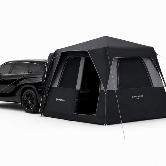 KingCamp BOUNDLESS X3 SUV Tent with Movie Screen | 5-6 Person Quick-Setup Car Camping Tent with Vehicle Connection, 9.2' x 9.2' Spacious Interior, Waterproof for Family Camping & Tailgating
