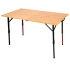 KingCamp BamAura 2Fold Plus | Large Bamboo Folding Table with Height-Adjustable Legs for Camping, Patio & Tailgating, 265 lb Capacity