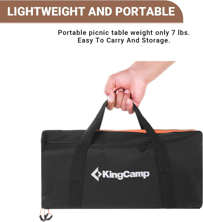 Load image into Gallery viewer, KingCamp BamAura 4Fold 6040 Compact Bamboo Coffee Table | 4-Folding Portable Camping Side Table with Adjustable Height
