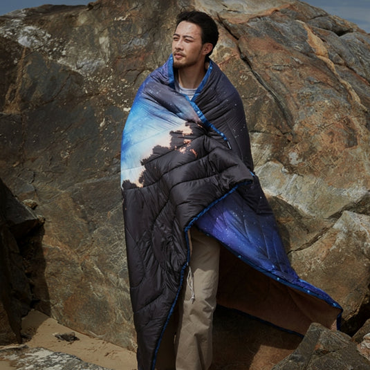 KingCamp Boho Printed Wearable Camping Blanket Starry Night Large Sherpa & Water-Resistant Picnic Blanket for Outdoor Concerts, Beach & Travel