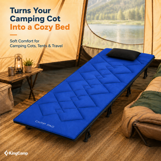 KingCamp CAMP PAD 350 Quilted Camping Cot Pad, Lightweight Padded Sleeping Mat with Elastic Straps, Machine Washable, 75