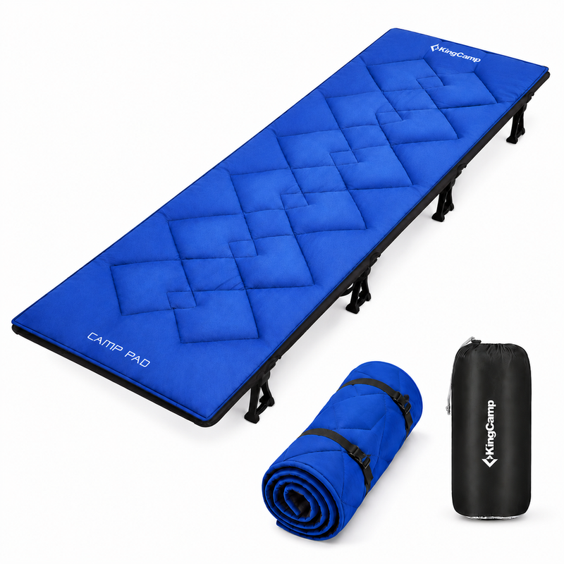 Load image into Gallery viewer, KingCamp CAMP PAD 350 Quilted Camping Cot Pad, Lightweight Padded Sleeping Mat with Elastic Straps, Machine Washable, 75" x 25"
