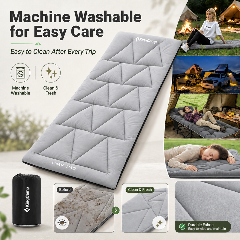 Load image into Gallery viewer, KingCamp CAMP PAD 500 Camping Cot Pad, Thick Quilted Sleeping Mat with Elastic Straps, Machine Washable, 75" x 25"

