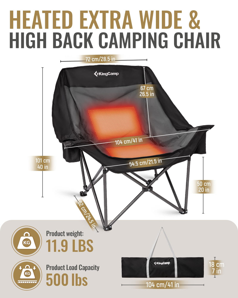 Load image into Gallery viewer, KingCamp Heated Camping Chair - Extra Wide and High Back Camping Chairs

