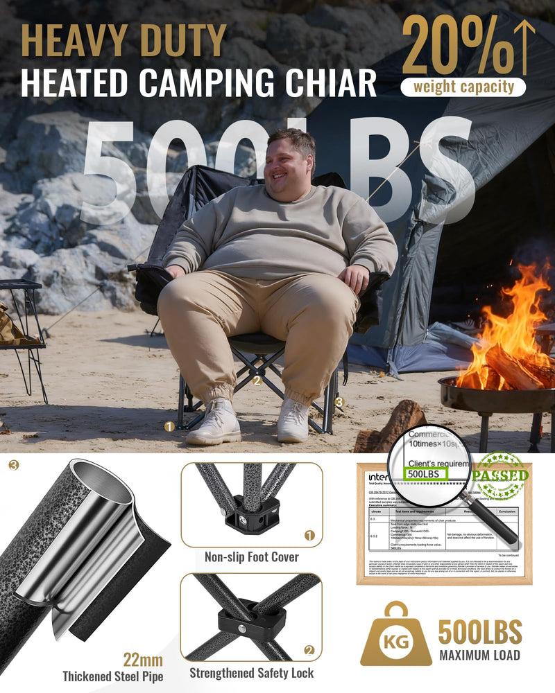 Load image into Gallery viewer, KingCamp Heavy Duty Heated Camping Chair - Oversized Single Chair with 3 Heat Settings
