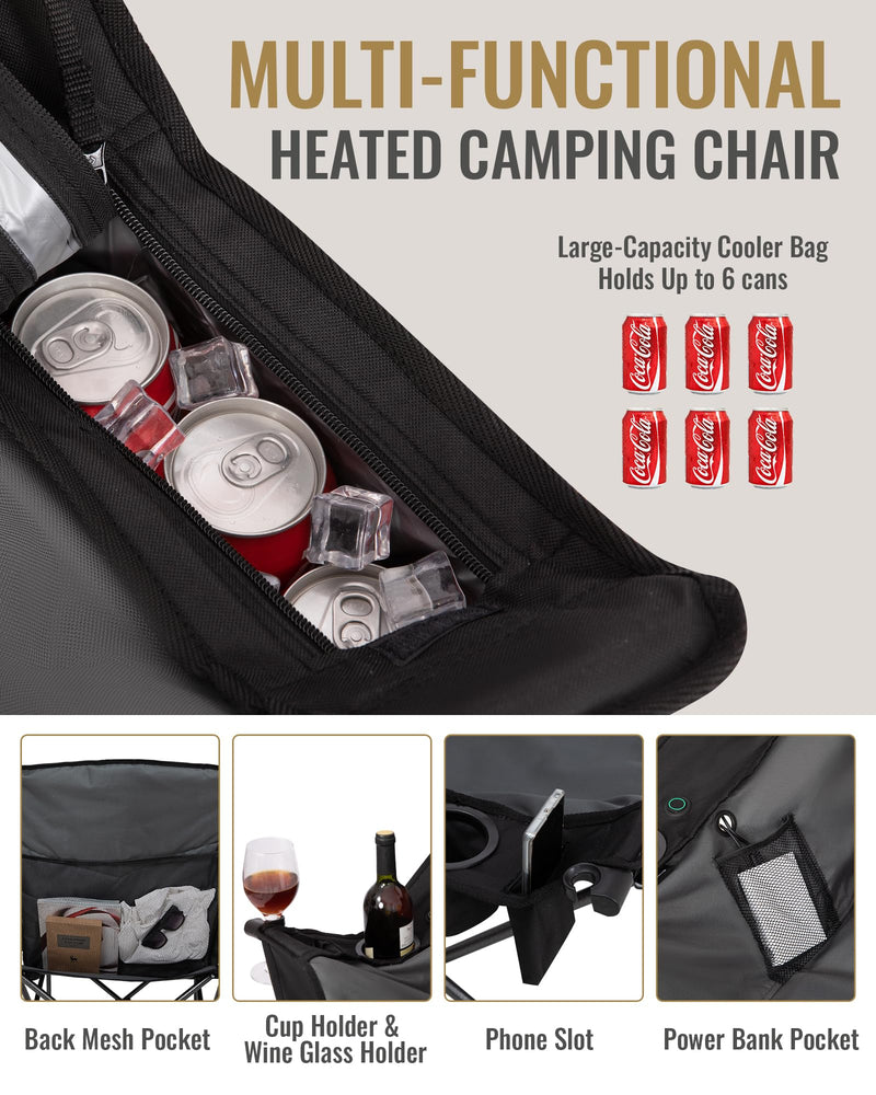 Load image into Gallery viewer, KingCamp CANNA C10 PLUS Heated Camping Chair with Large Capacity Cooler Bag
