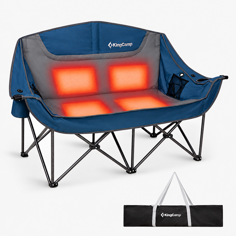 Load image into Gallery viewer, KingCamp CANNA C20 PLUS Heated Loveseat Camping Chair - 2-Person Oversized Padded Couples Chair with 4 Heating Zones, 3 Heat Settings
