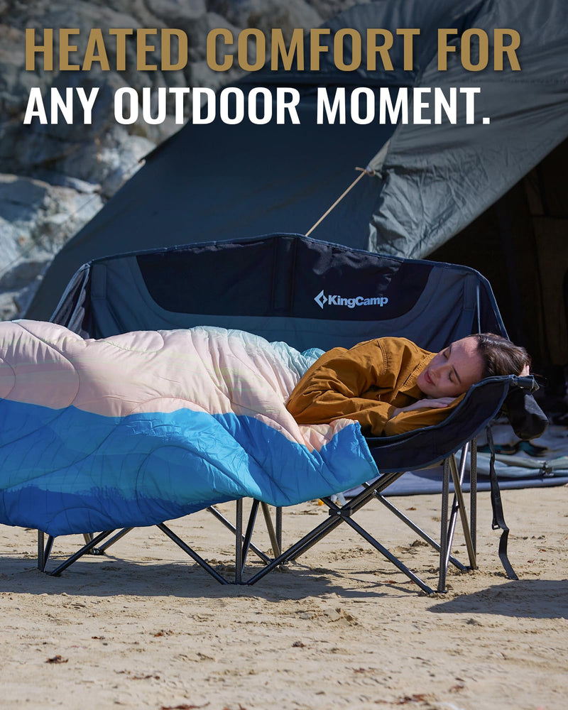 Load image into Gallery viewer, KingCamp CANNA C20 PLUS Heated Loveseat Camping Chair - 2-Person Oversized Padded Couples Chair with 3-Temperature Settings
