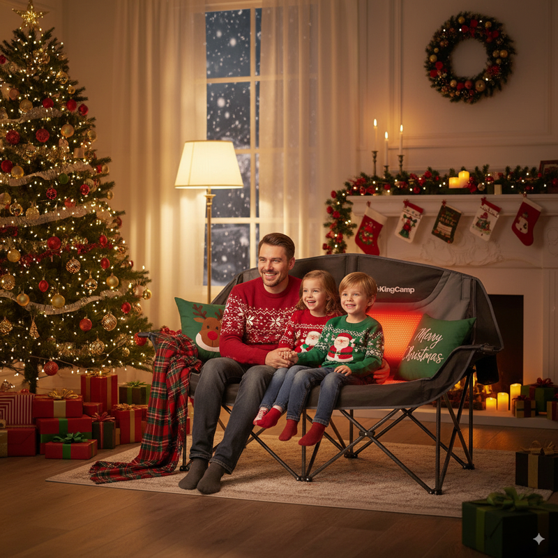 Load image into Gallery viewer, KingCamp CANNA C20 Plus Heated Loveseat Camping Chair - 2-Person Oversized Padded Couples Chair with 3-Temperature Settings, 10W Fast Heating, 660lb Capacity for Camping, Lawns, and Outdoor Events
