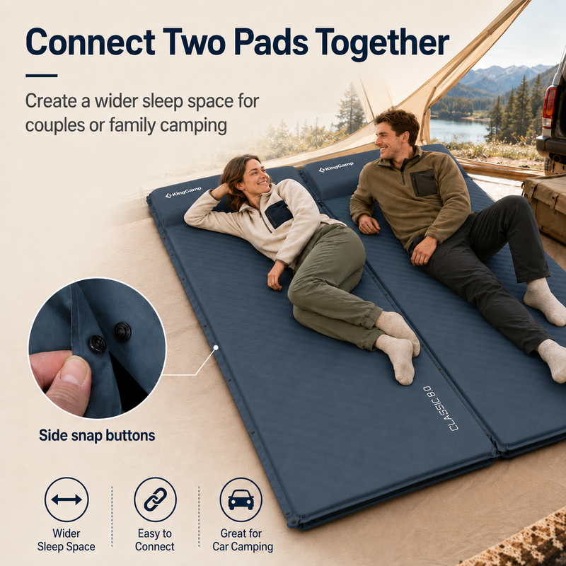 Load image into Gallery viewer, KingCamp CLASSIC 8.0 Self-Inflating Sleeping Pad, 3.15" Thick 4-Season Camping Mattress with Pillow, R-Value 9.8
