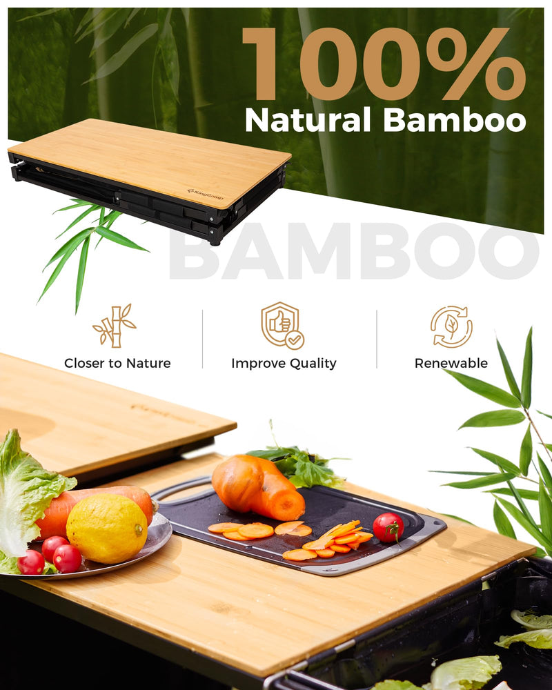 Load image into Gallery viewer, KingCamp Camping Kitchen Table – Portable Grill Station with Bamboo Top
