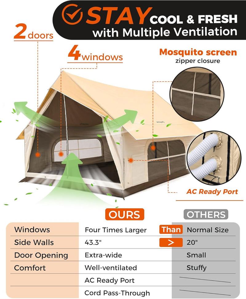 Load image into Gallery viewer, KingCamp Canvas Hot Tent with Stove Jack | 5-6 Person 4-Season Cabin Tent, Waterproof Windproof Family Camping Shelter
