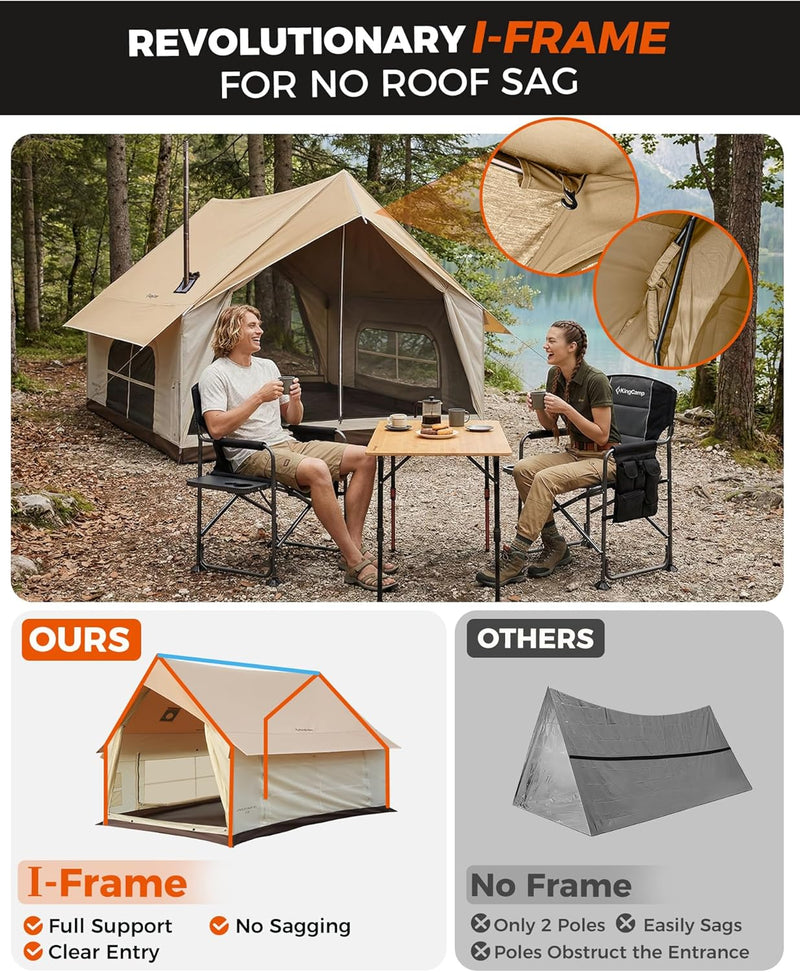 Load image into Gallery viewer, KingCamp Canvas Hot Tent with Stove Jack | 5-6 Person 4-Season Cabin Tent, Waterproof Windproof Family Camping Shelter
