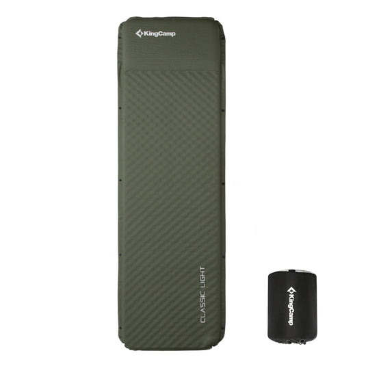 KingCamp Classic Light Self-Inflating Sleeping Pad – 2in Thick, Built-in Pillow, Compact for Backpacking & Camping