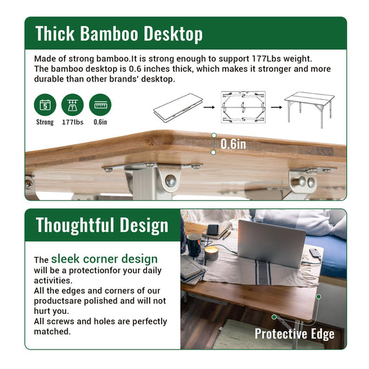 KingCamp Compact 2-Folding Bamboo Table for 4-6 Person