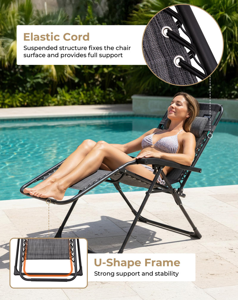 Load image into Gallery viewer, KingCamp DAYLILY B10 Zero Gravity Chair, Adjustable Reclining Outdoor Lounge Chair with Headrest, Teslin Mesh &amp; Heavy-Duty Steel Frame, 400 lbs Capacity
