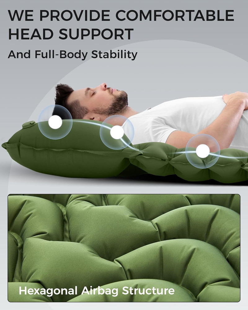 Load image into Gallery viewer, KingCamp DELUXE 10 Single Air Pad | Connectable Inflatable Camping Mattress with Built-In Foot Pump &amp; Pillow, Ultralight 2.4" Thick Sleeping Pad for Backpacking &amp; Car Camping
