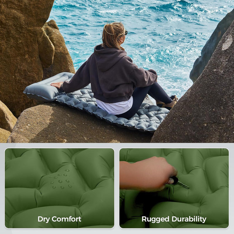 Load image into Gallery viewer, KingCamp DELUXE 10 Single Air Pad | Connectable Inflatable Camping Mattress with Built-In Foot Pump &amp; Pillow, Ultralight 2.4" Thick Sleeping Pad for Backpacking &amp; Car Camping
