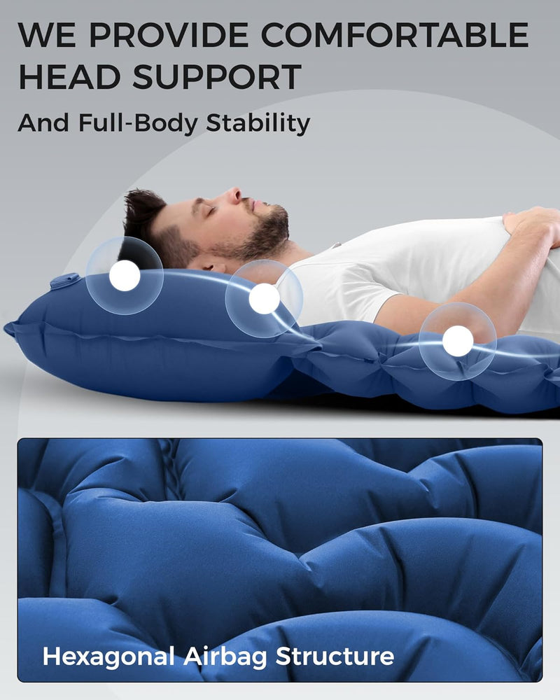 Load image into Gallery viewer, KingCamp DELUXE 10 Single Air Pad | Connectable Inflatable Camping Mattress with Built-In Foot Pump &amp; Pillow, Ultralight 2.4" Thick Sleeping Pad for Backpacking &amp; Car Camping
