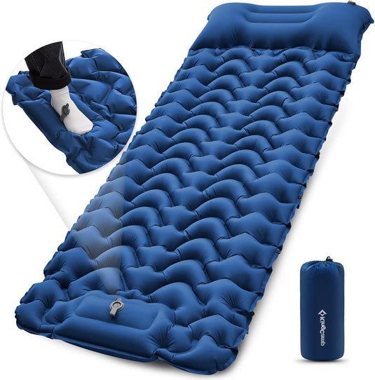 KingCamp DELUXE 10 Single Air Pad | Connectable Inflatable Camping Mattress with Built-In Foot Pump & Pillow, Ultralight 2.4" Thick Sleeping Pad for Backpacking & Car Camping