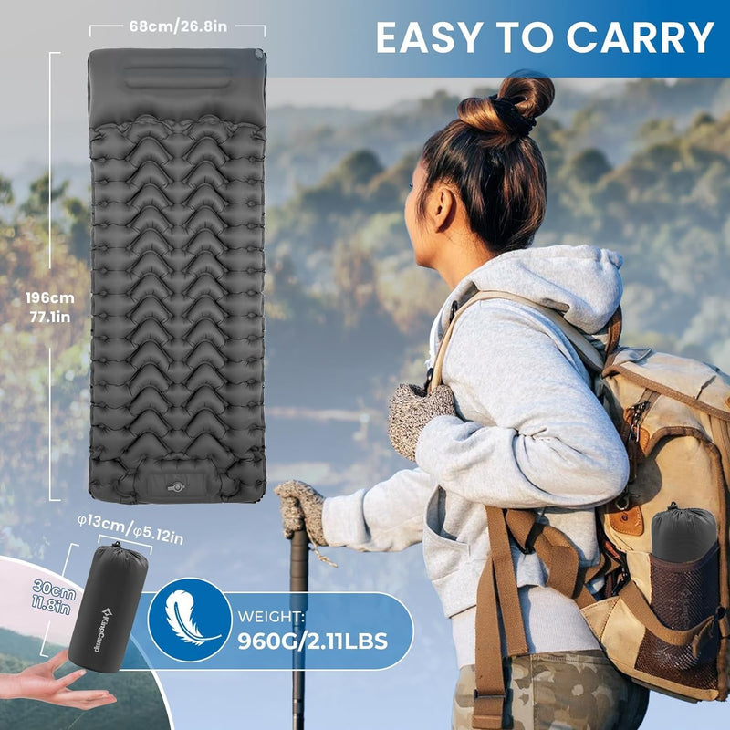 Load image into Gallery viewer, KingCamp DELUXE 10 Single Air Pad Spacious Mattress - 2 Pack Grey Easy to Carry
