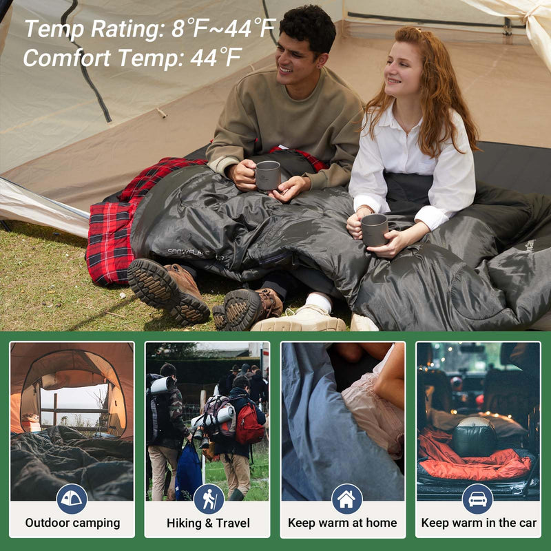 Load image into Gallery viewer, KingCamp Double Flannel Sleeping Bag with two Pillows 2 in 1 Use Green

