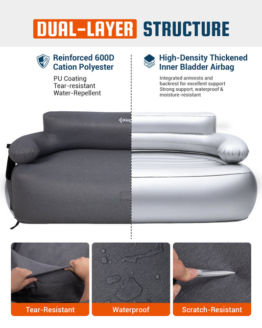 camping sofa aufblasbar KingCamp Double Inflatable Camping Sofa with Built-in Electric Pump