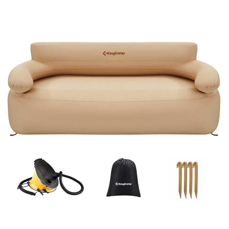 Load image into Gallery viewer, KingCamp Double Inflatable Couch Bundle with Electric Pump | 2-Person Quick-Fill Camping Sofa for Outdoor, Beach &amp; Travel
