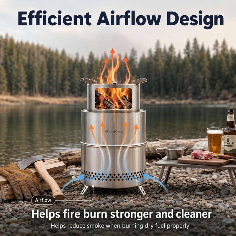 Laden Sie das Bild in Galerie -Viewer, KingCamp FIREWOOD M Folding Wood Stove with Efficient Airflow Design
