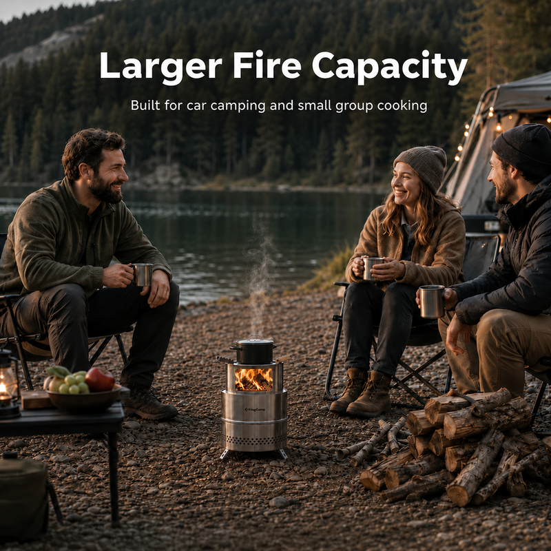 Laden Sie das Bild in Galerie -Viewer, KingCamp FIREWOOD M Folding Wood Stove, Portable Stainless Steel Campfire Stove for Camping, BBQ, Cooking &amp; Boiling Water
