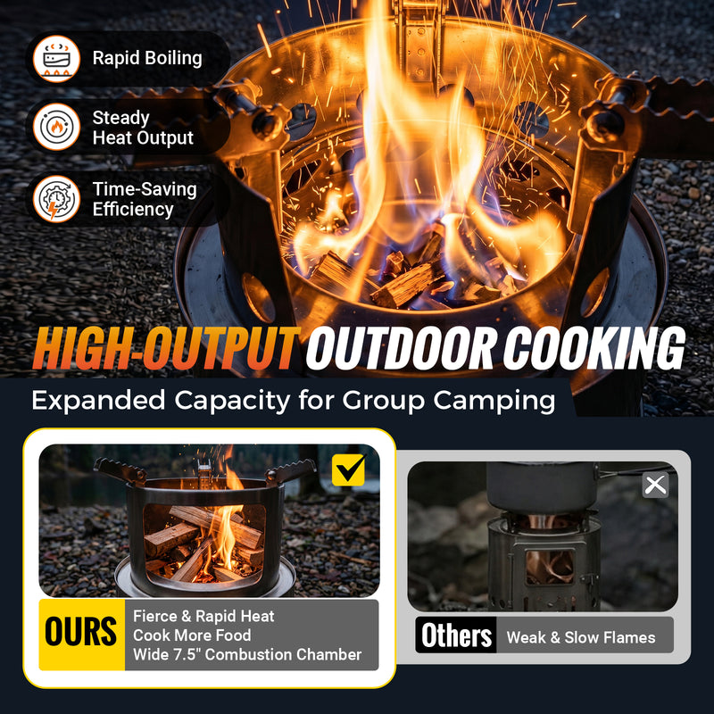 Load image into Gallery viewer, KingCamp FIREWOOD M Folding Wood Stove, Portable Stainless Steel Campfire Stove for Camping, BBQ, Cooking &amp; Boiling Water
