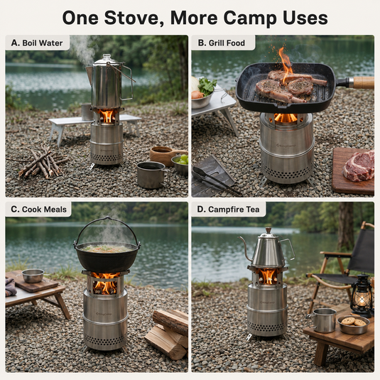 KingCamp FIREWOOD S Mini Folding Wood Stove, Ultralight Stainless Steel Camp Stove for Solo Camping, Hiking & Outdoor Cooking