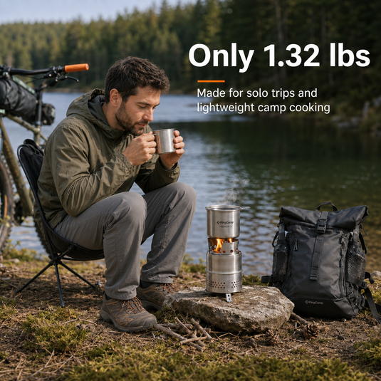 KingCamp FIREWOOD S Mini Folding Wood Stove, only 1.32lbs made for solo trips and lightweight camp cooking