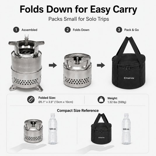 KingCamp FIREWOOD S Mini Folding Wood Stove, Folds Down for easy carry, Pack Small for Solo Trips