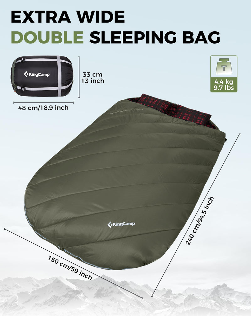 Load image into Gallery viewer, KingCamp FREESPACE 250D Double-Sized Sleeping Bag Extra Wide
