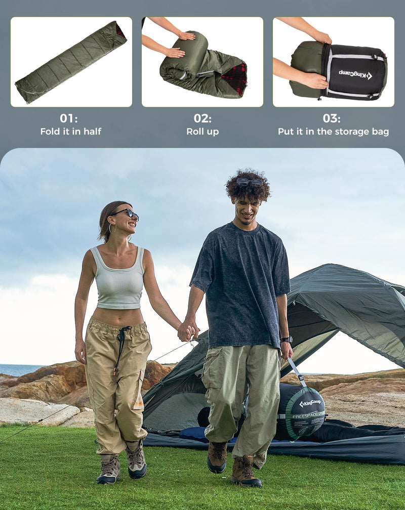 Load image into Gallery viewer, KingCamp FREESPACE 250D Double-Sized Sleeping Bag Easy Pack
