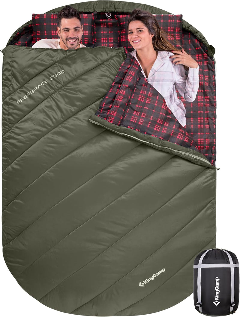Load image into Gallery viewer, KingCamp FREESPACE 250D Double-Sized Sleeping Bag Green
