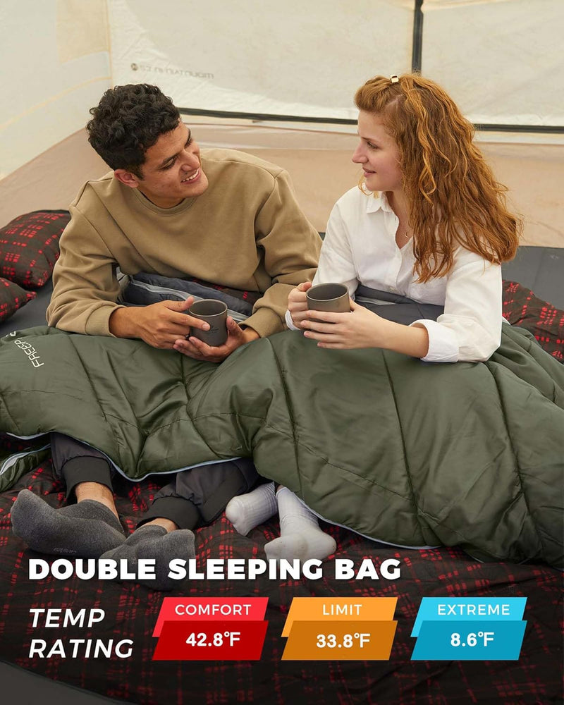 Load image into Gallery viewer, KingCamp FREESPACE 250D Double-Sized Sleeping Bag with 2 Pillows
