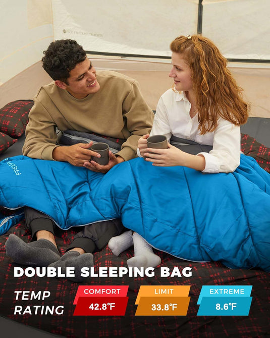 KingCamp FREESPACE 250D Double-Sized Sleeping Bag with 2 Pillows
