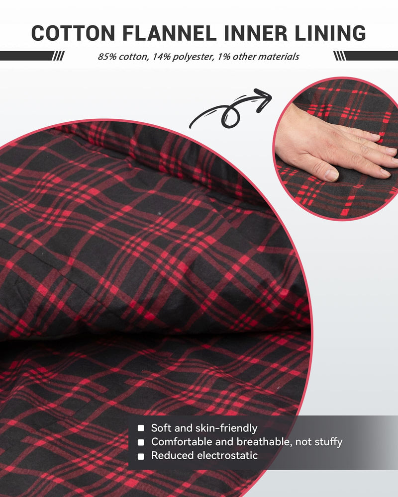 Load image into Gallery viewer, KingCamp FREESPACE 250 3-Season Plus Size Flannel Sleeping Bag Cotton Flannel Inner Lining
